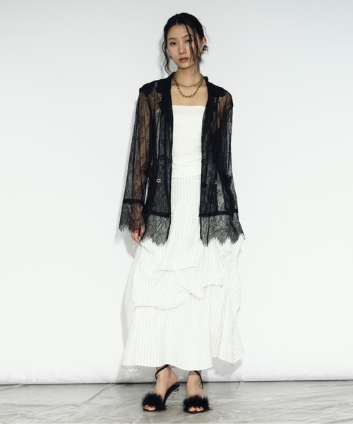 Ezick ジャケット テーラードジャケット scallop lace ダブルレース