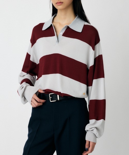 MOUSSY（マウジー） ニット セーター BORDER ニットポロシャツ