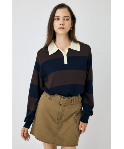 MOUSSY（マウジー） ニット セーター BORDER ニットポロシャツ