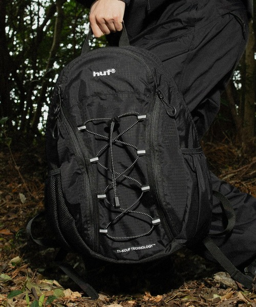 HUF ブラックリュック モールシステム付き MISSION BACKPACK AC80136 リュックサック バックパック|HUF