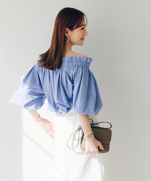 「ur's」 7分袖ブラウス L ネイビー レディース