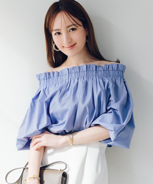 「ur's」 7分袖ブラウス L ネイビー レディース