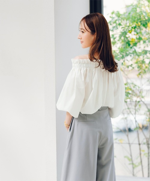 「ur's」 7分袖ブラウス L ネイビー レディース