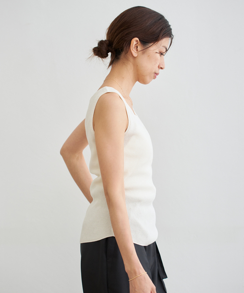 IENA tシャツ ワッフルヘンリーノースリーブ レディース