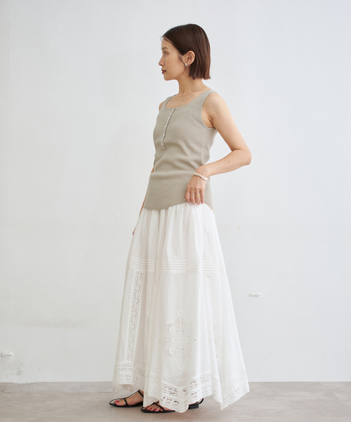 IENA（イエナ） tシャツ ワッフルヘンリーノースリーブ レディース