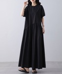 ワンピース 半袖 Aラインシンプルロングワンピースの詳細画像2