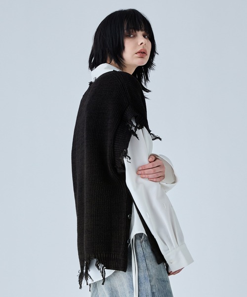 「VELNUS」 Vネックニット S ライトグレー メンズ
