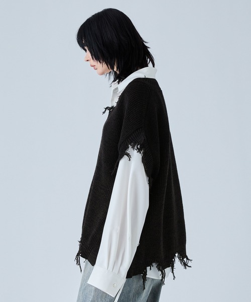 「VELNUS」 Vネックニット S ライトグレー メンズ