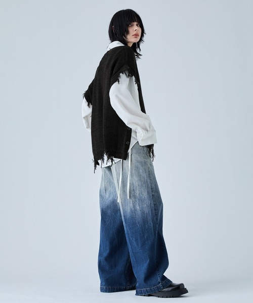「VELNUS」 Vネックニット S ライトグレー メンズ
