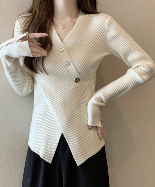 ニット セーター スリットリブニットトップス レディース : ZOZOTOWN
