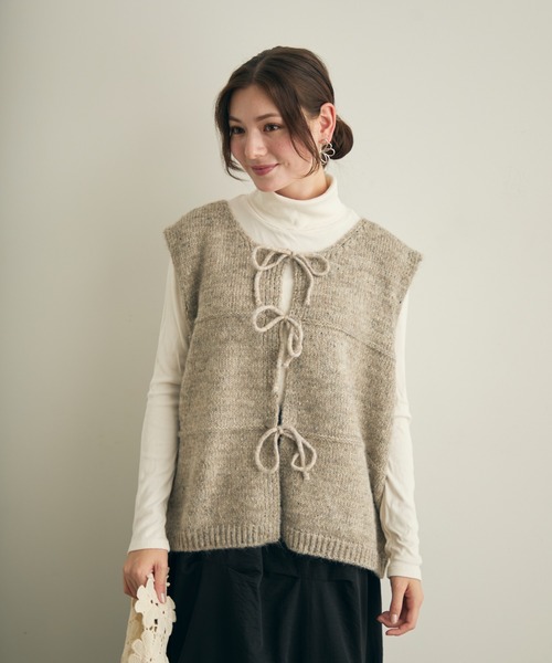Lunea ベスト ジレ リボンニットベスト レディース : ZOZOTOWN Yahoo