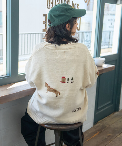 エクサントリーク　カーディガン LURAKU】Shaggy Knit Polo Cardigan / シャギーニットポロカーディガン