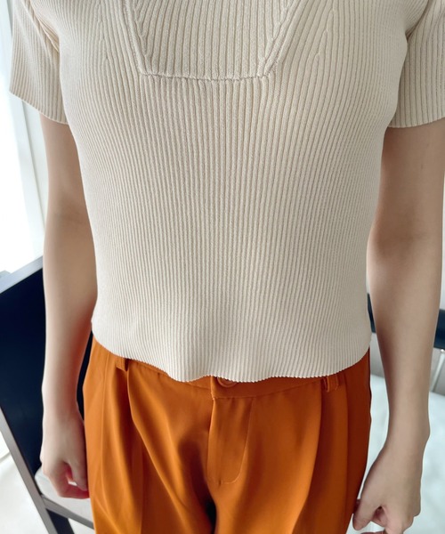 「Ada.」 半袖ニット FREE アイボリー レディース_画像5