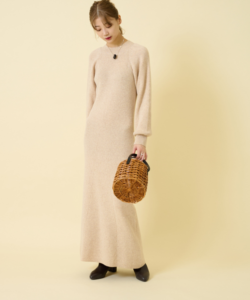 「U by SPICK&SPAN」 ニットワンピース FREE ネイビー レディース_画像4