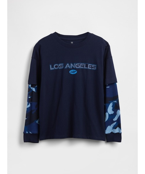GAP（ギャップ） tシャツ 2in1 グラフィックGAPロゴTシャツ (キッズ 