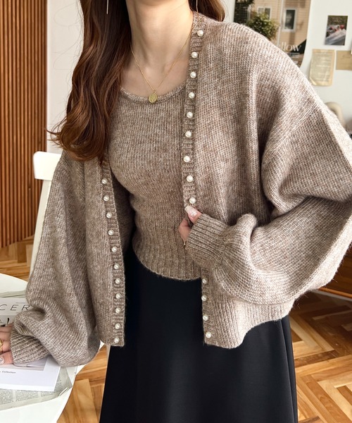 「moment+」 ニットアンサンブル M アイボリー レディース_画像2