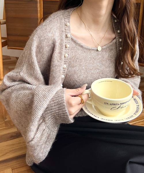 「moment+」 ニットアンサンブル M アイボリー レディース_画像3