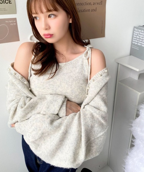 「moment+」 ニットアンサンブル M アイボリー レディース_画像7