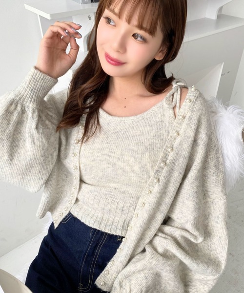 「moment+」 ニットアンサンブル M アイボリー レディース_画像9