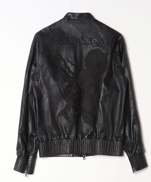 「ISAMU KATAYAMA BACKLASH」 レザーブルゾン 2 ブラック メンズ_画像2