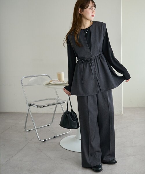 「DISCOAT」 セットアップ - チャコールグレー レディース_画像3