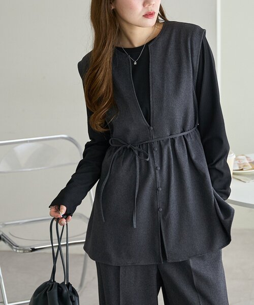 「DISCOAT」 セットアップ - チャコールグレー レディース_画像7