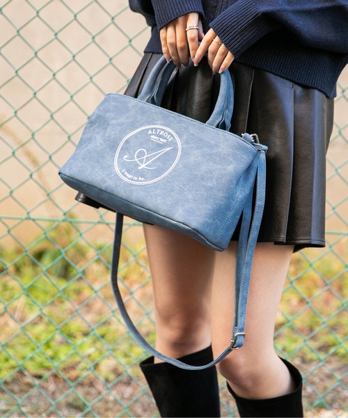 トートバッグ 「刺繍ロゴ×2WAY」アンティークレザー風デザイン大人