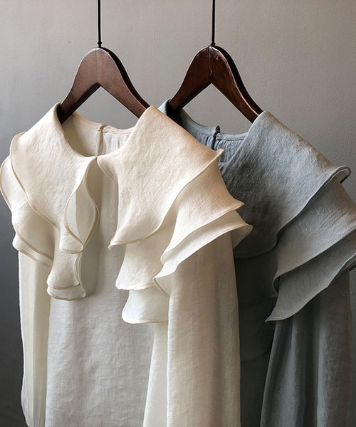 「SMILE ORCHID」 長袖ブラウス M ブルー レディース_画像4