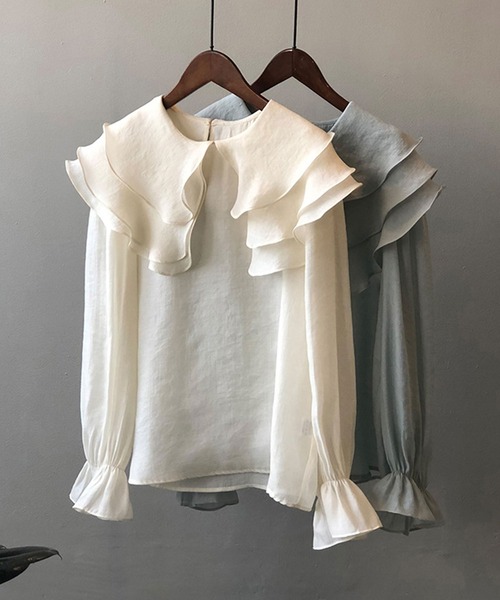 「SMILE ORCHID」 長袖ブラウス M ブルー レディース_画像5