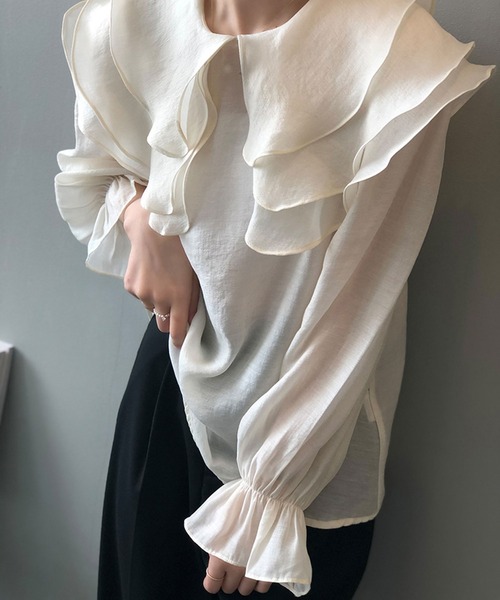 「SMILE ORCHID」 長袖ブラウス M ブルー レディース_画像6