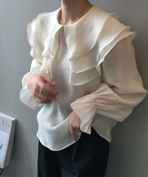 「SMILE ORCHID」 長袖ブラウス M ブルー レディース_画像7