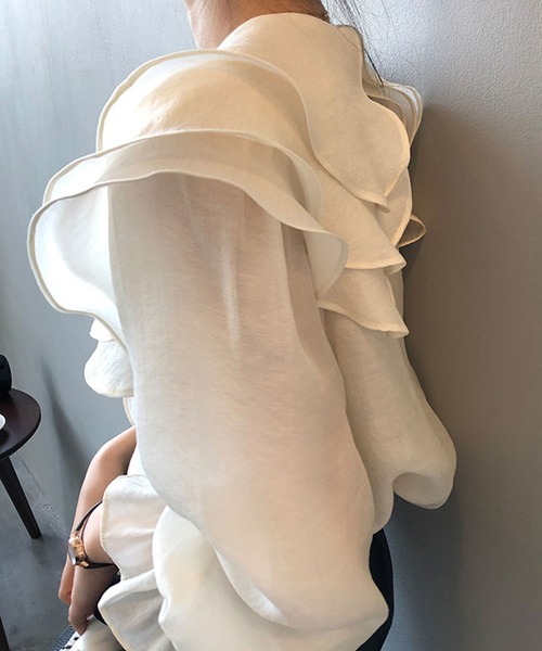 「SMILE ORCHID」 長袖ブラウス M ブルー レディース_画像8