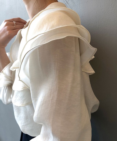 「SMILE ORCHID」 長袖ブラウス M ブルー レディース_画像9