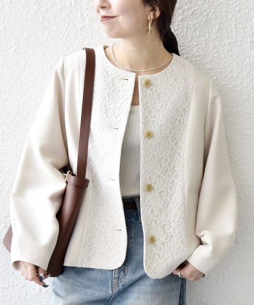 SHIPS any ジャケット ノーカラージャケット any:「手洗い可能」ダブル