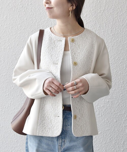 バイカラー ノーカラージャケット SHIPS any ジャケット ノーカラージャケット any:「手洗い可能」ダブル