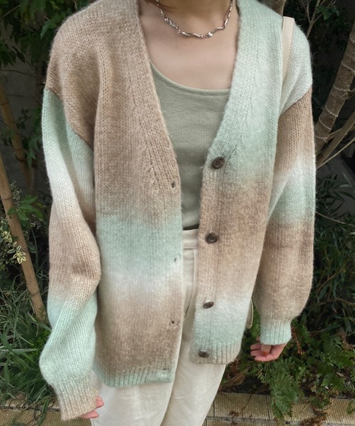 「nemne store」 ニットカーディガン SMALL ピンク レディース_画像3