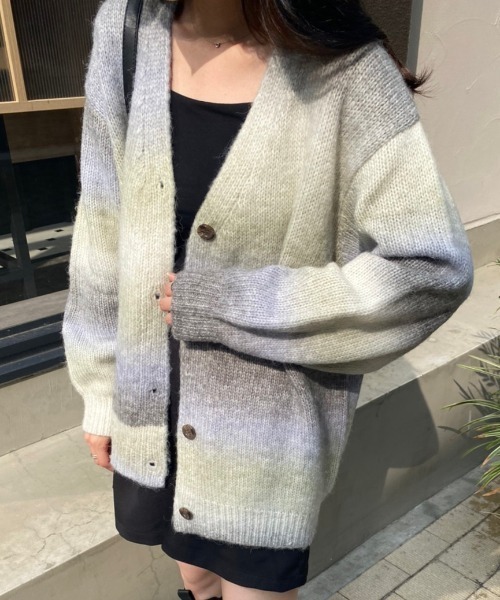 「nemne store」 ニットカーディガン SMALL ピンク レディース_画像4