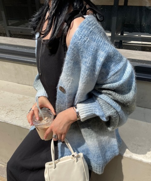 「nemne store」 ニットカーディガン SMALL ピンク レディース_画像9