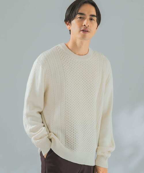 「URBAN RESEARCH ROSSO MEN」 長袖ニット LARGE オフホワイト メンズ_画像2