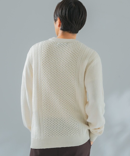 「URBAN RESEARCH ROSSO MEN」 長袖ニット LARGE オフホワイト メンズ_画像4
