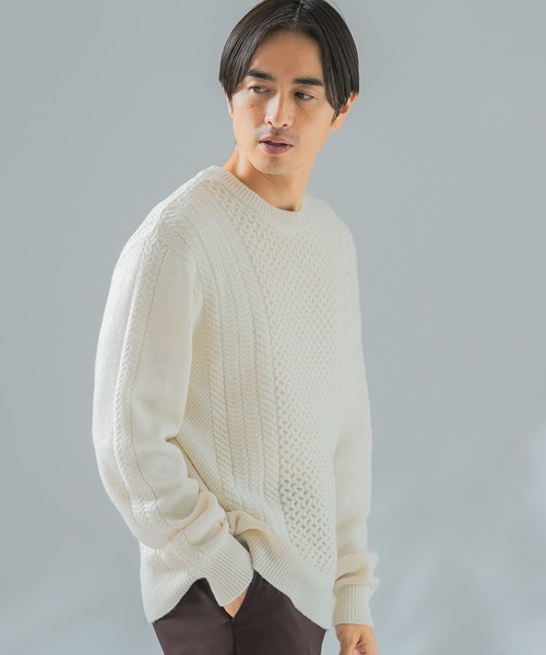 「URBAN RESEARCH ROSSO MEN」 長袖ニット LARGE オフホワイト メンズ_画像9