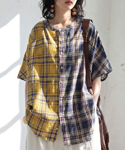 antiqua(アンティカ) ブラウス シャツ チェック柄 シャツ レディース antiqua(アンティカ) ブラウス シャツ チェック柄 シャツ レディース