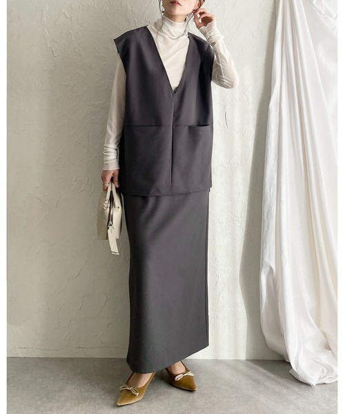 GIRL パーティードレス　セットアップ Vネックベスト タイトスカート She's Closet セットアップ 入学式 卒業式 卒園式 Vネックベスト