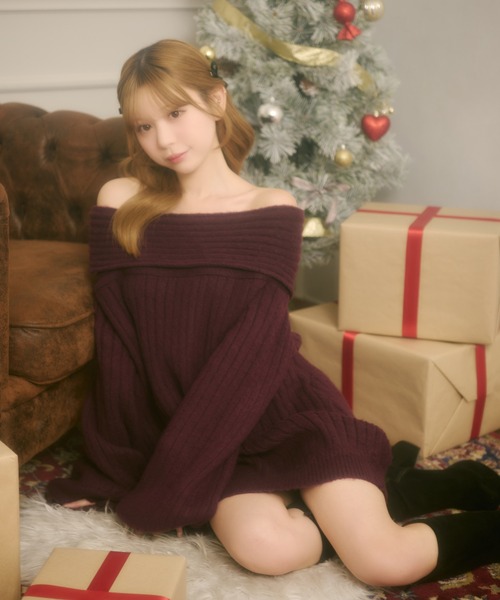 「apres jour」 ニットワンピース X-LARGE ボルドー レディース_画像3