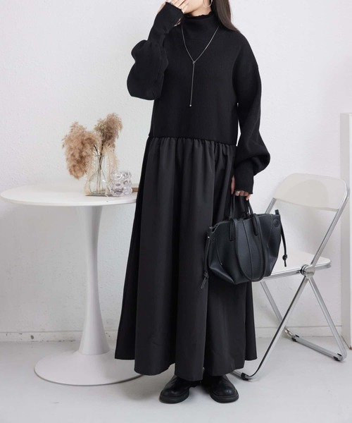 「MAISON DE THERESE」 長袖ワンピース FREE ブラック レディース_画像9