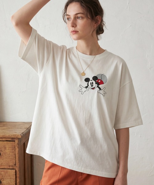 Disney（ディズニー） tシャツ 「Disney」「ミッキー」綿混素材