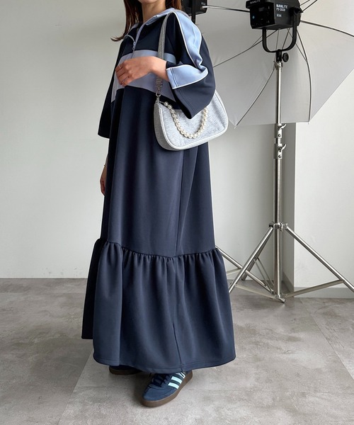 「apres jour mignon」 半袖ワンピース SMALL ネイビー レディース_画像6