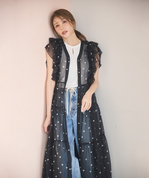ワンピース 「モデル美香×Audie a Muses」ハートプリントティアードワンピースの画像