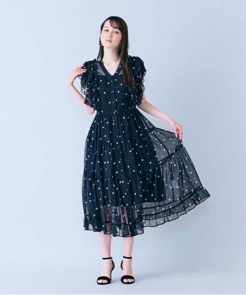 ワンピース 「モデル美香×Audie a Muses」ハートプリントティアードワンピースの画像