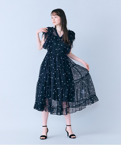 ワンピース 「モデル美香×Audie a Muses」ハートプリントティアードワンピースの画像